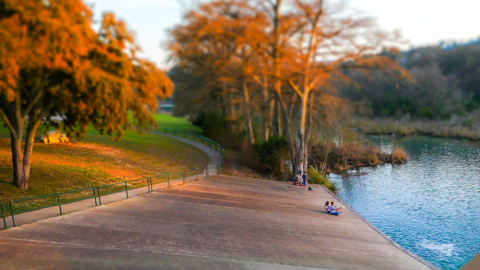Guadalupe River in Kerrville, Texas — autumn cypress trees line the river